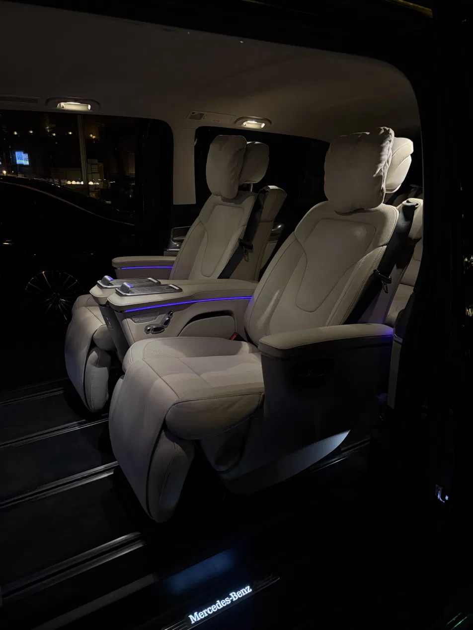 Inside the Maybach, the private chauffeur cabin