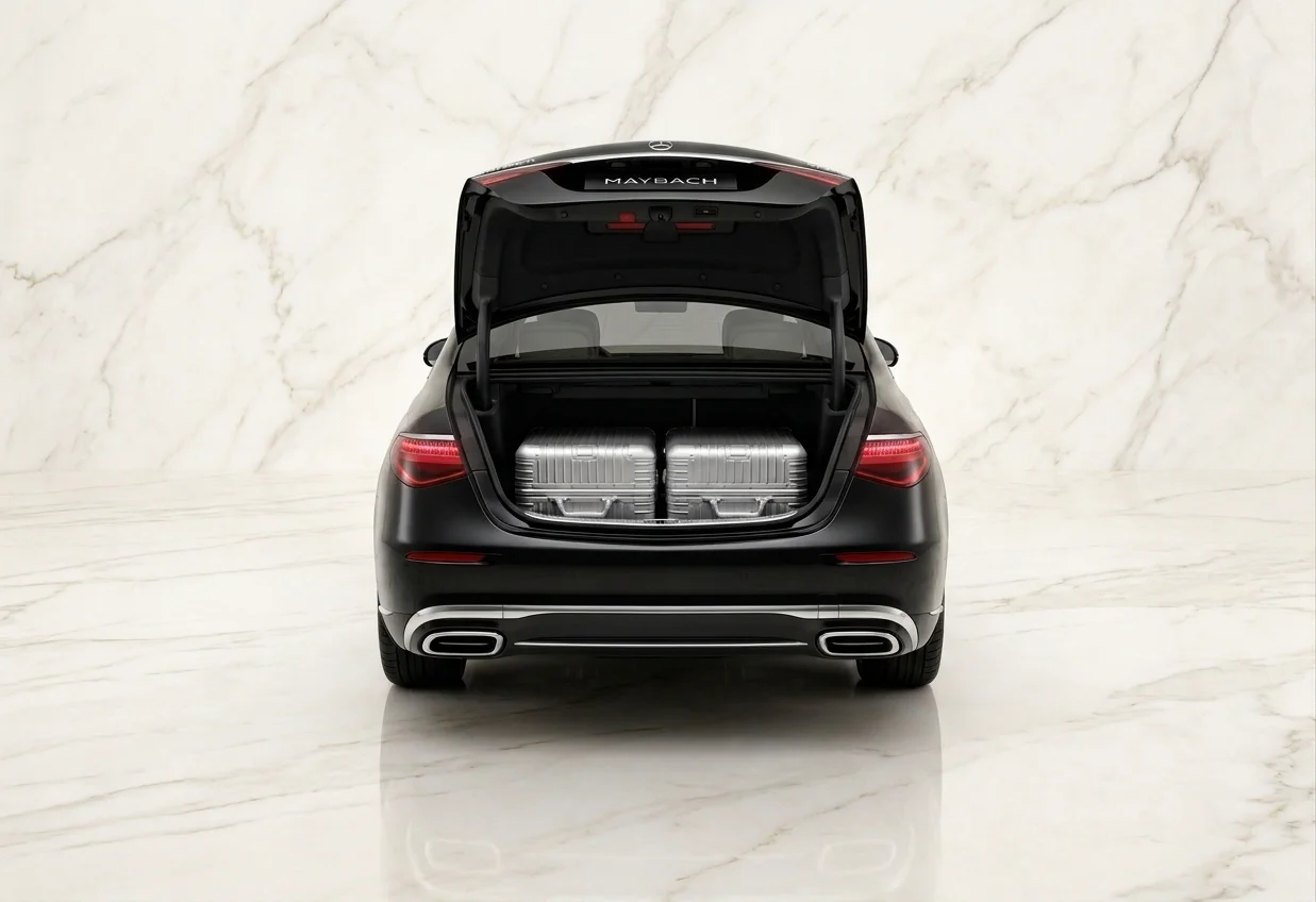 Mercedes-Maybach S-Class boot with Rimowa cases